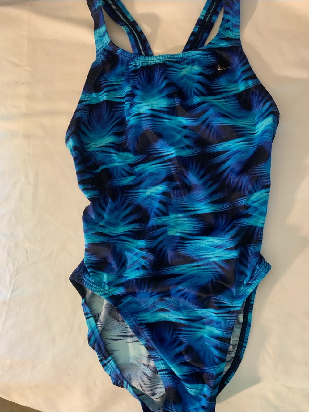 Nike Blue & Teal Wave-Print Swim Top